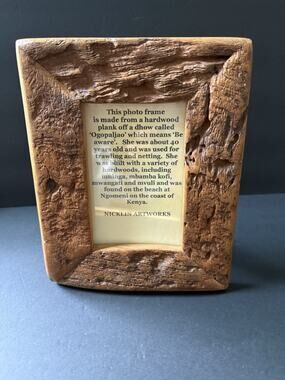 Nicklin Artworks Reclaimed Wood Frame Handcrafted 3.5”x5” Artisan Africa Rustic
